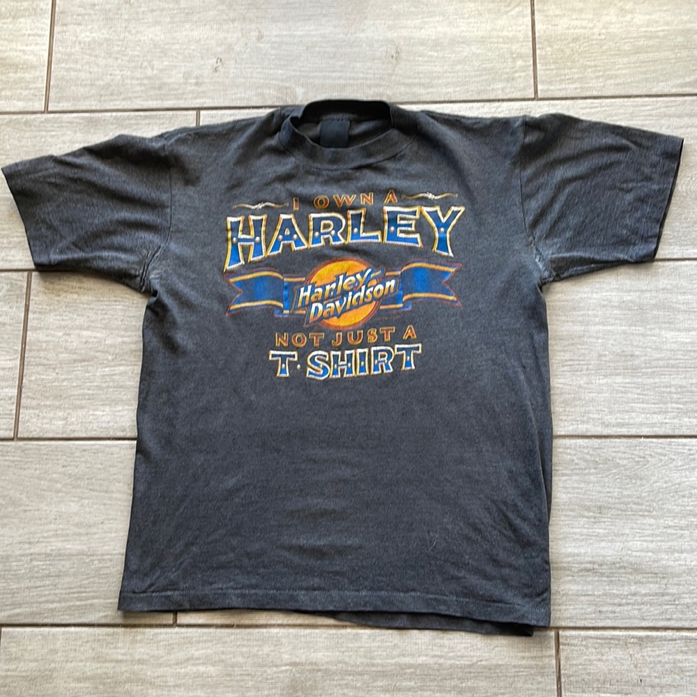 Vintage Harley Davidson 1970’s I own a Harley Not Just A. Shirt 3D Emblem Single